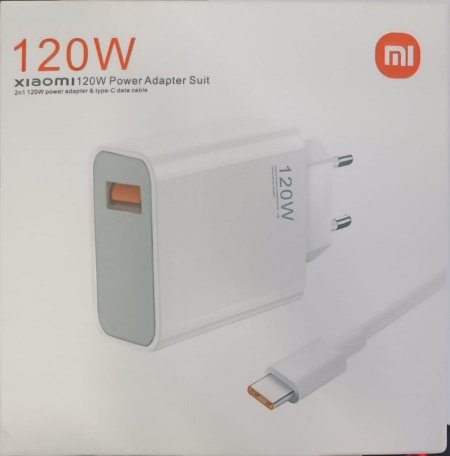 شاحن موبايل شاومي 120واط Xiaomi - 120w Charger Power Adapter &Type-c Data Cable 